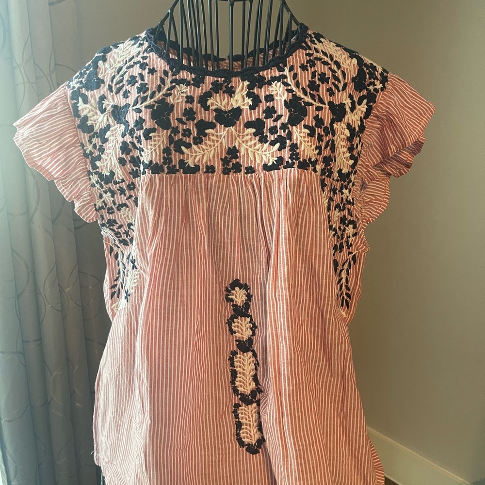 THML Red and Black Embroidered Blouse